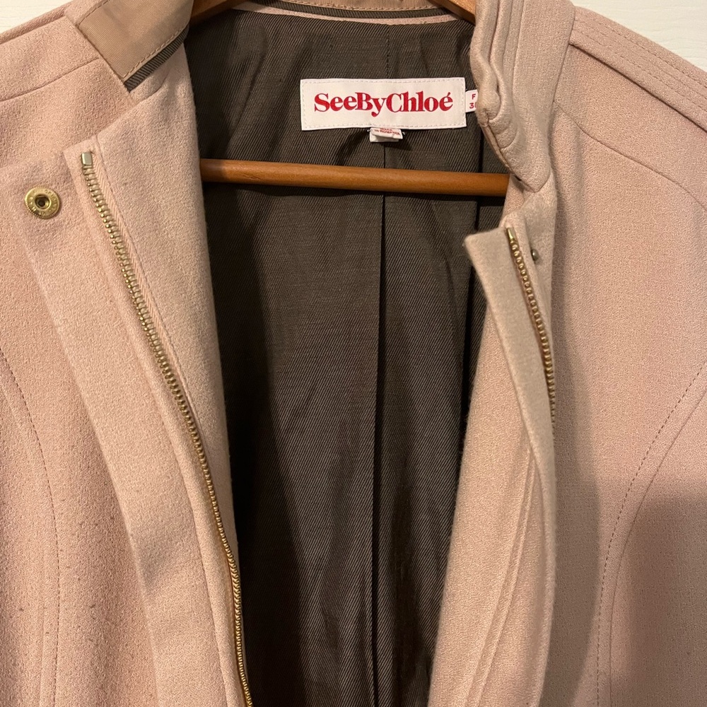 Beautiful See by Chloe long off pink coat -EUC!! Size 38 = size 6 or Ladies M